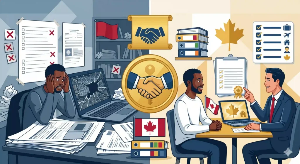 Immigration sans accompagnement candidat préparant seul son dossier Canada